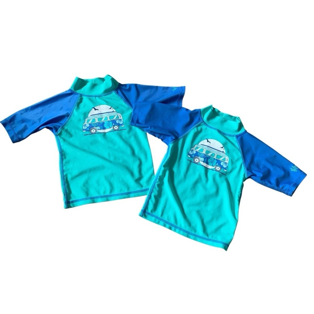 SET‎ OF 2 UV Skinz Toddler Rash Guards 3T Blue Teal VW Bus UPF 50+